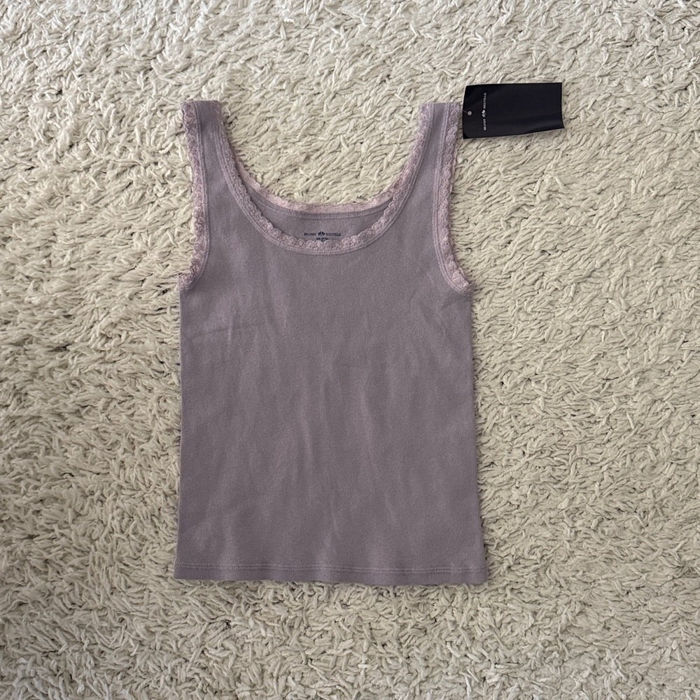 Brandy Melville lavender lace trim tank
